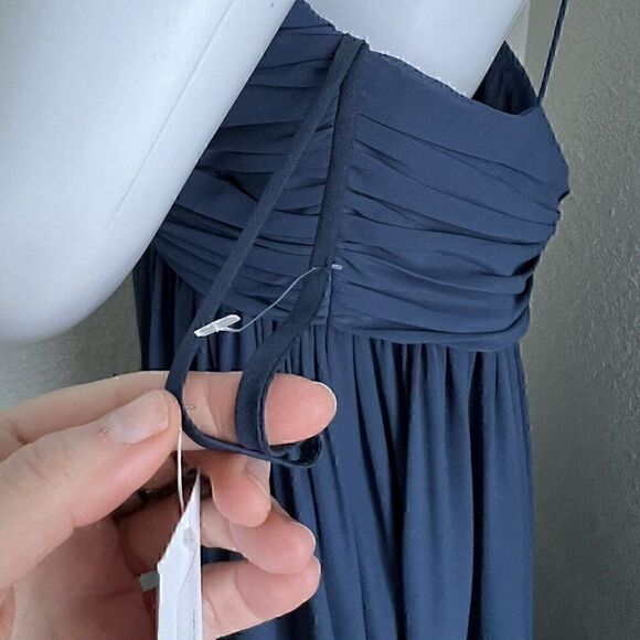 Amsale Maternity Size 12 Janan Maxi French Blue Flat Chiffon Bridesmaid Wedding - Picture 9 of 12